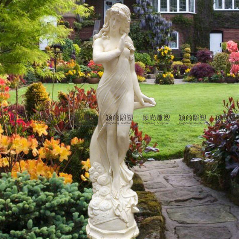 酒店欧式人物雕塑落地玻璃钢工艺品大厅花园装饰软装摆件月亮女神