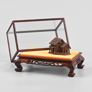 红酸枝虎脚雕花工艺品摆件佛像观音古董花瓶防尘罩宝笼玻璃罩定制