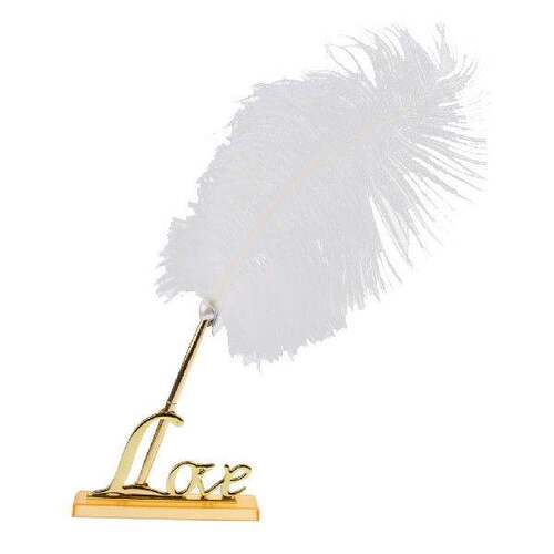 好货Engagement White Feather Signing Pen with Metal Love Hol