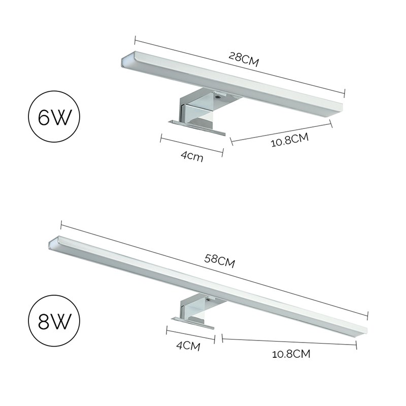 网红8W 6W LEDs Mirror Lights Bathroom Cabinet Light Make-up