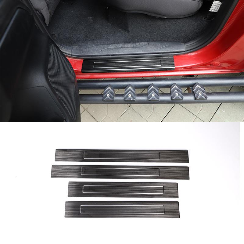 适用于16-22款丰田塔库玛外置门槛条不锈钢黑拉丝4件（无字）