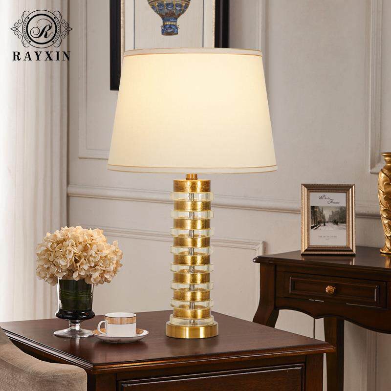 美式复古风透明树脂台灯样品间别墅客厅高端装饰床头灯布罩