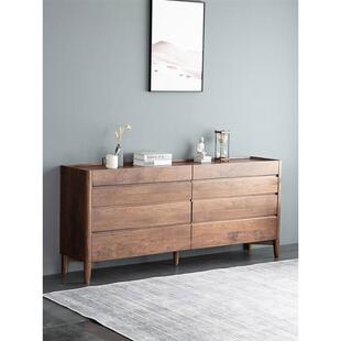 黑胡桃全实木八斗柜办柜美式轻奢型大容量收纳卧室客厅橡木储物柜