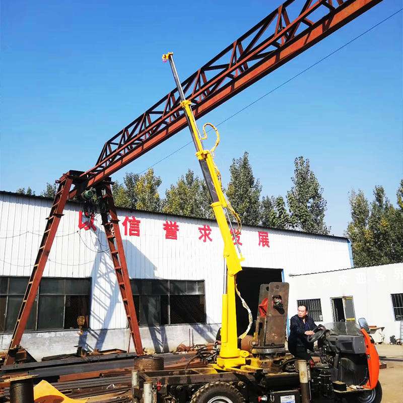 轻型卡车改装折臂吊 高栏车加装起重折臂吊 1.2吨小型三轮吊机