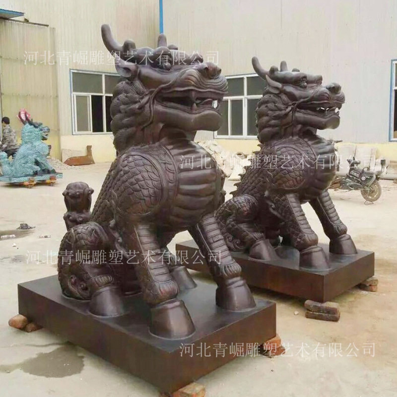 铸铜麒麟貔貅大门景观雕塑