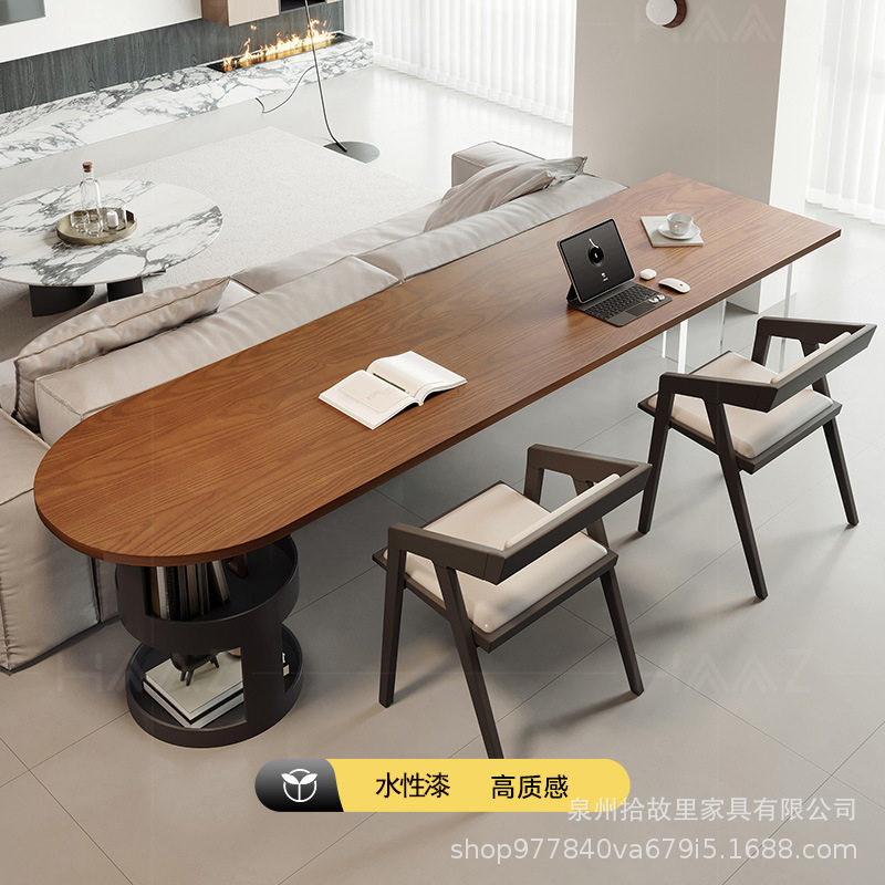 极简设计师实木办公桌家用客厅亚克力收纳餐桌沙发长条创意休闲桌