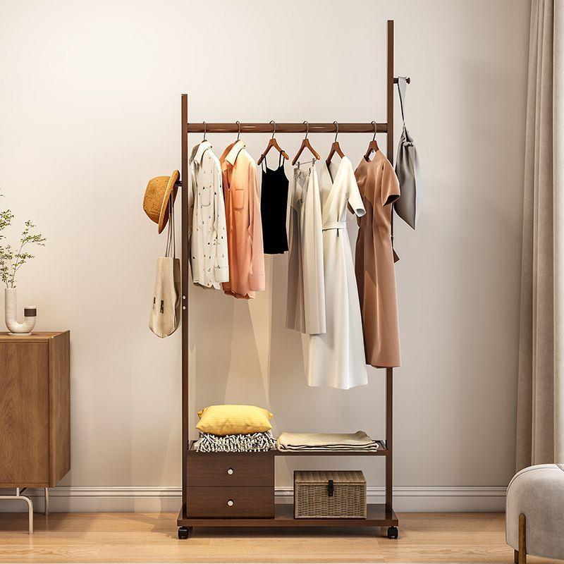 挂衣架落地卧室衣帽架实木客厅简约现代新中式民宿衣架家用晾衣架