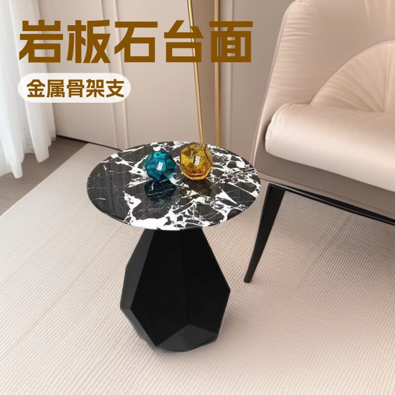 轻奢角几大理石边几客厅沙发边桌阳台小圆桌床边柜创意桌子砖石