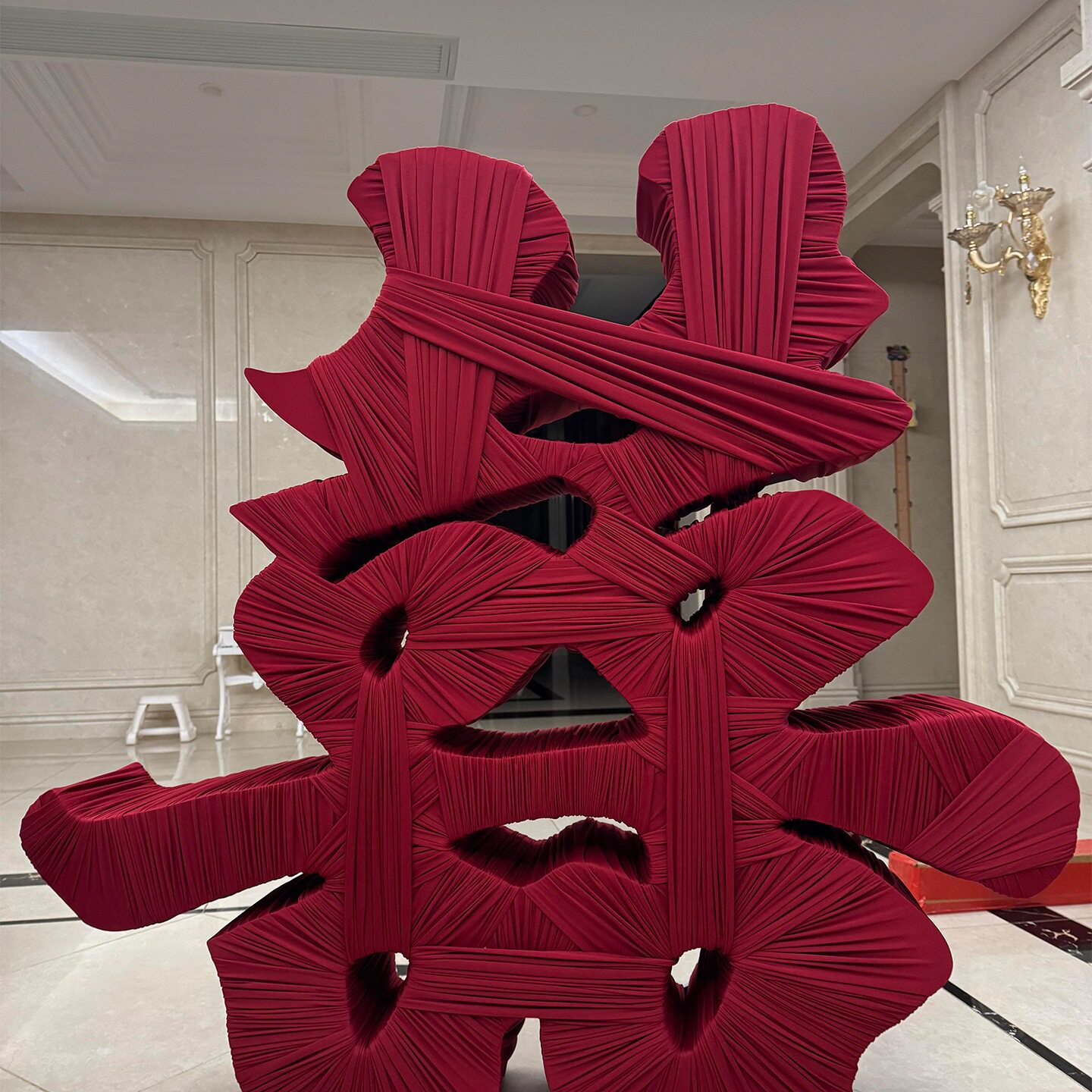 缠布喜字红色布料牛奶丝弹力布纱幔订婚结婚装饰婚房婚礼布置