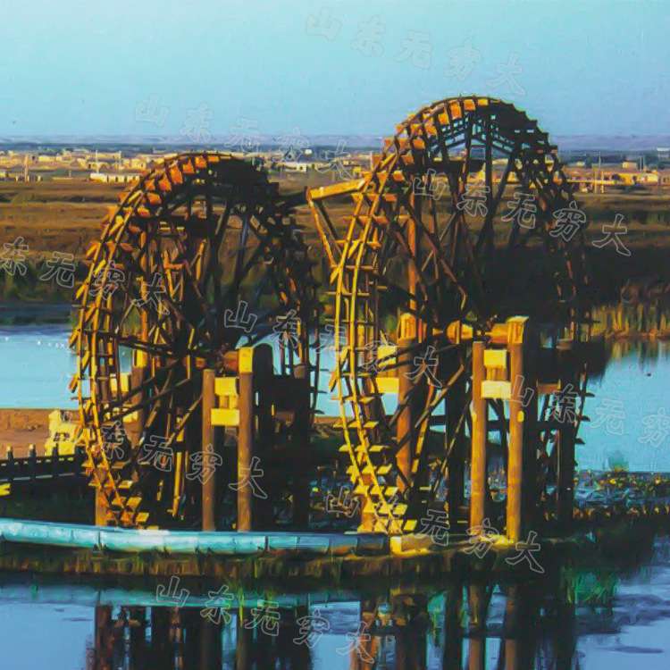 复古脚踩灌溉水车 度假村农庄景区互动体验道具 防腐木景观筒车