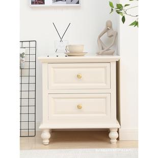 床头柜小型实木简约窄边简易卧室床边柜欧式置物柜整装两斗美式