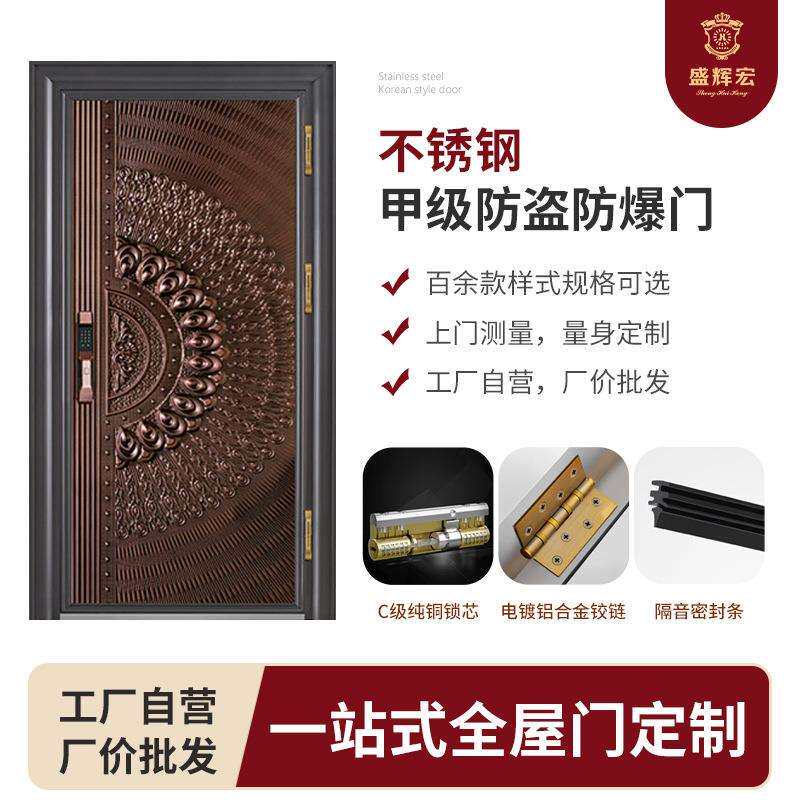 甲级防爆防盗装甲门不锈钢别墅门入户进户门尺寸规格可定