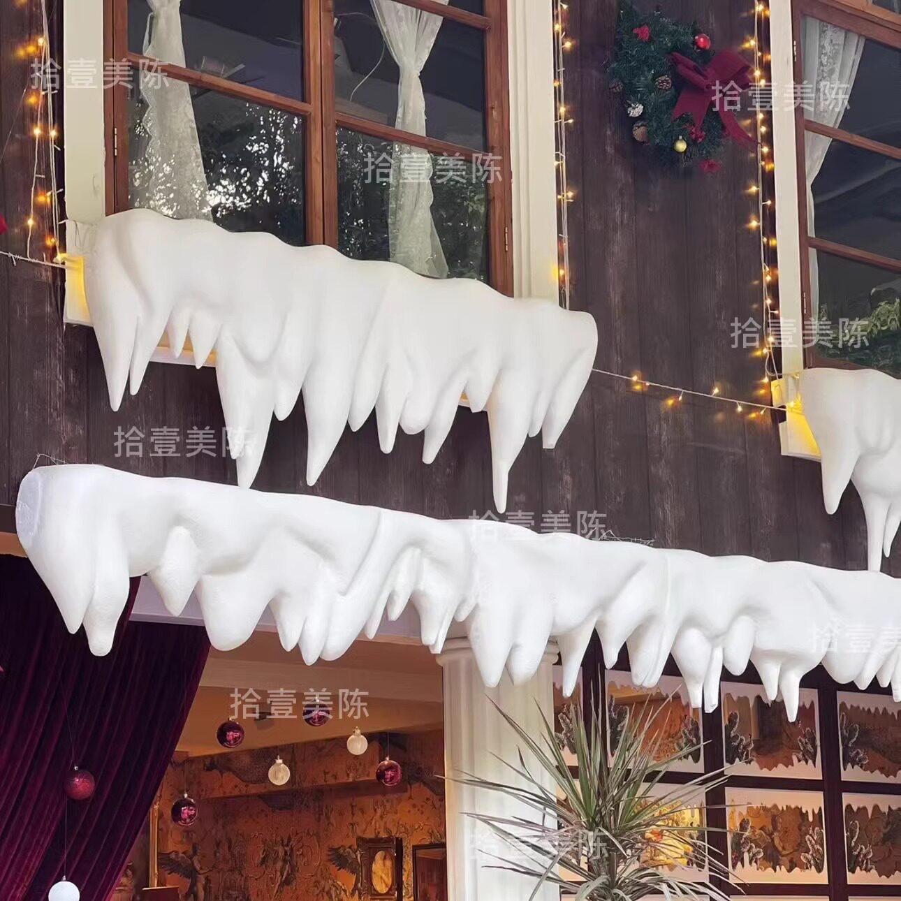 冬季白色雪挂冰挂圣诞装饰道具