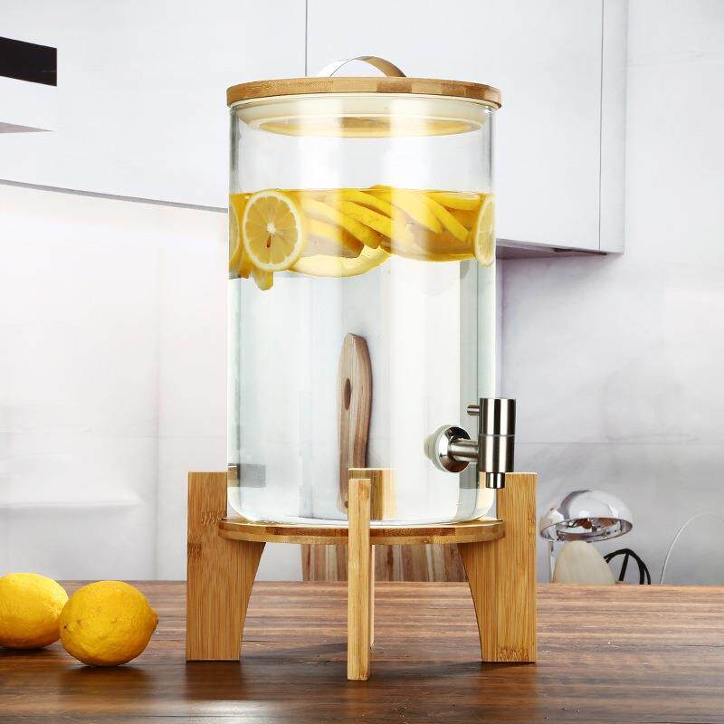 凉水壶大容量带龙头家用玻璃桶商用耐高温果汁灌泡茶桶接待饮料瓶