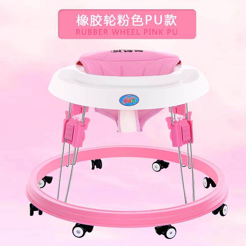 新款儿童防侧翻学步车大轮婴儿助步车静音PU可折叠幼儿学行车