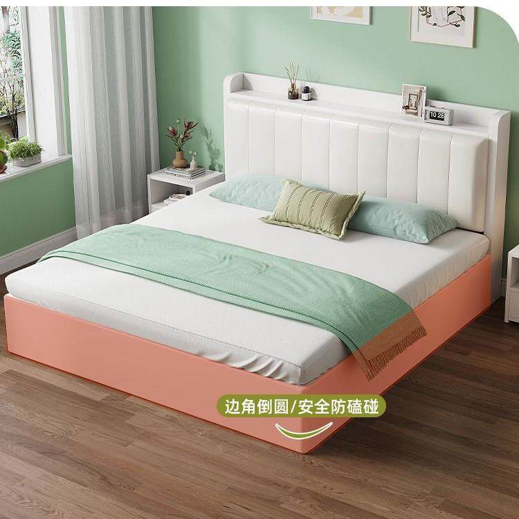 实木床双人1.8x2米主卧大床家用卧室1.5米小户型出租屋1.2m单人床