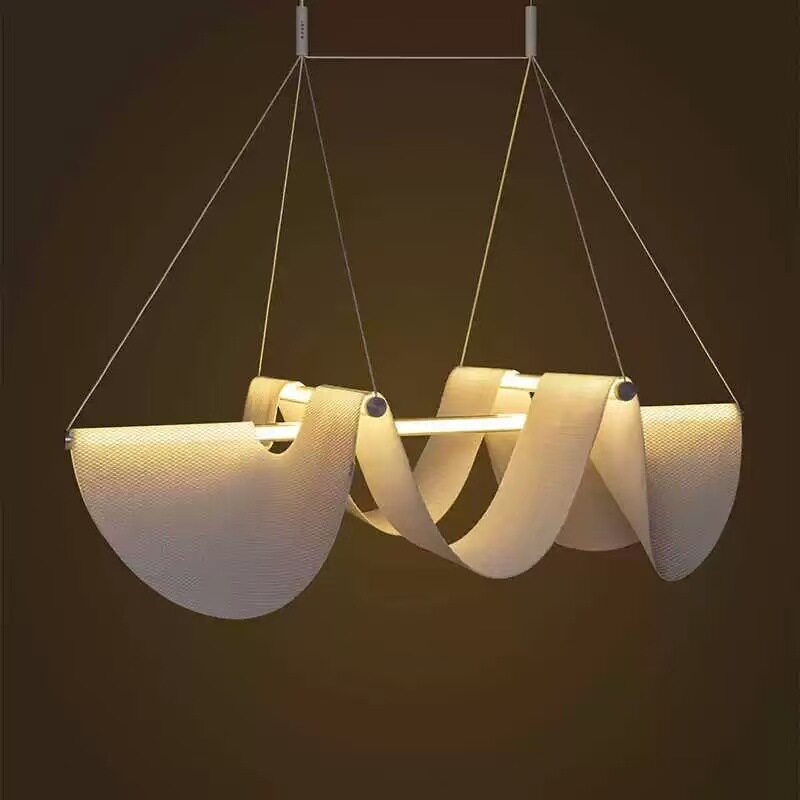 意式极简设计师款布艺餐厅吊灯