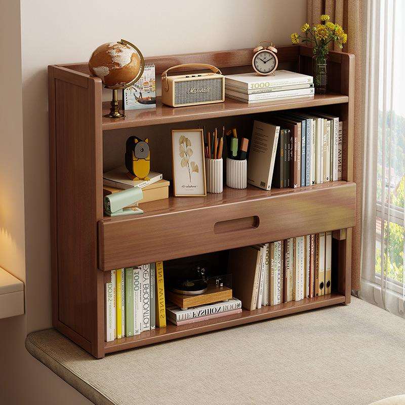 简易桌面书架收纳置物架小型儿童书柜办公室桌上收纳多层实木落地