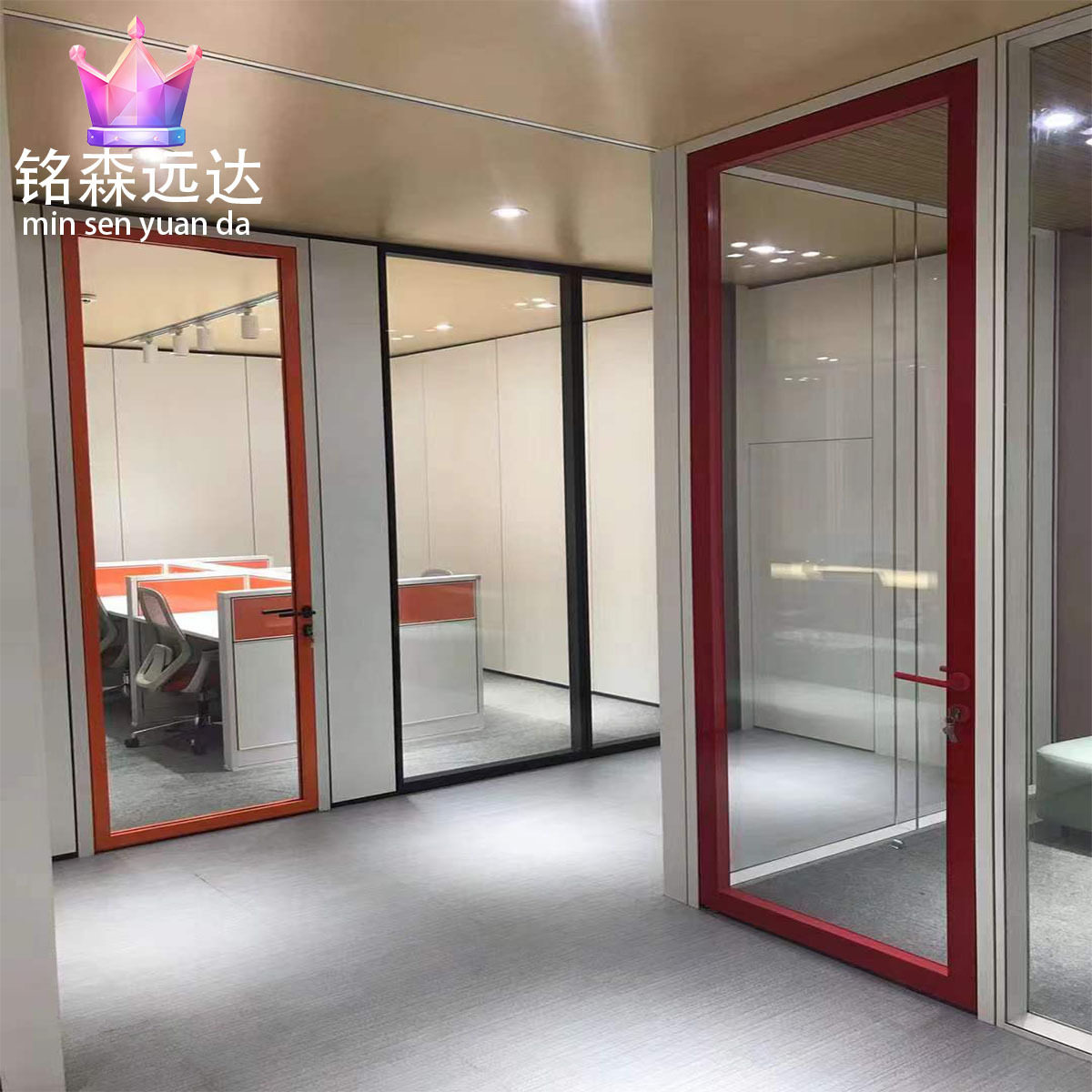 工厂批发铝合金型材单双玻带百叶办公室写字楼玻璃隔断百叶可调