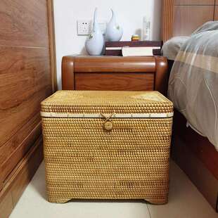 越南秋藤编收纳箱带盖收纳筐桌面茶几杂物衣服书本玩具柜子整理筐