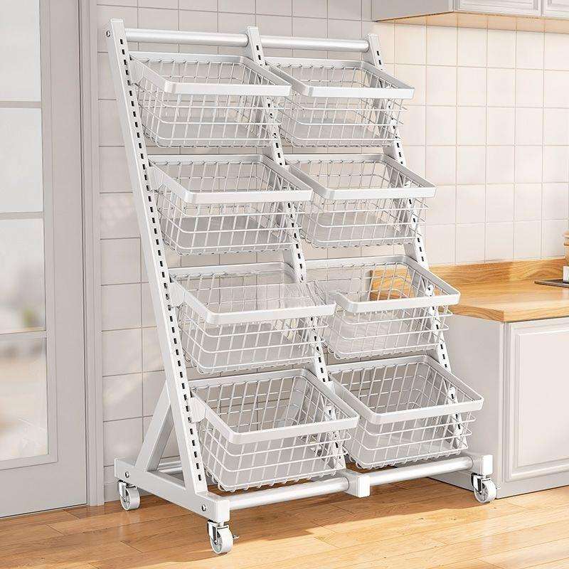 厨房菜篮子置物架落地家用水果蔬菜储物放菜架子多功能多层收纳筐