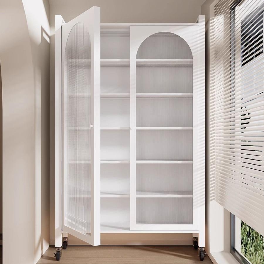 阳台钢制收纳柜卧室靠墙一体防尘置物柜家用多层可调节杂物储物柜