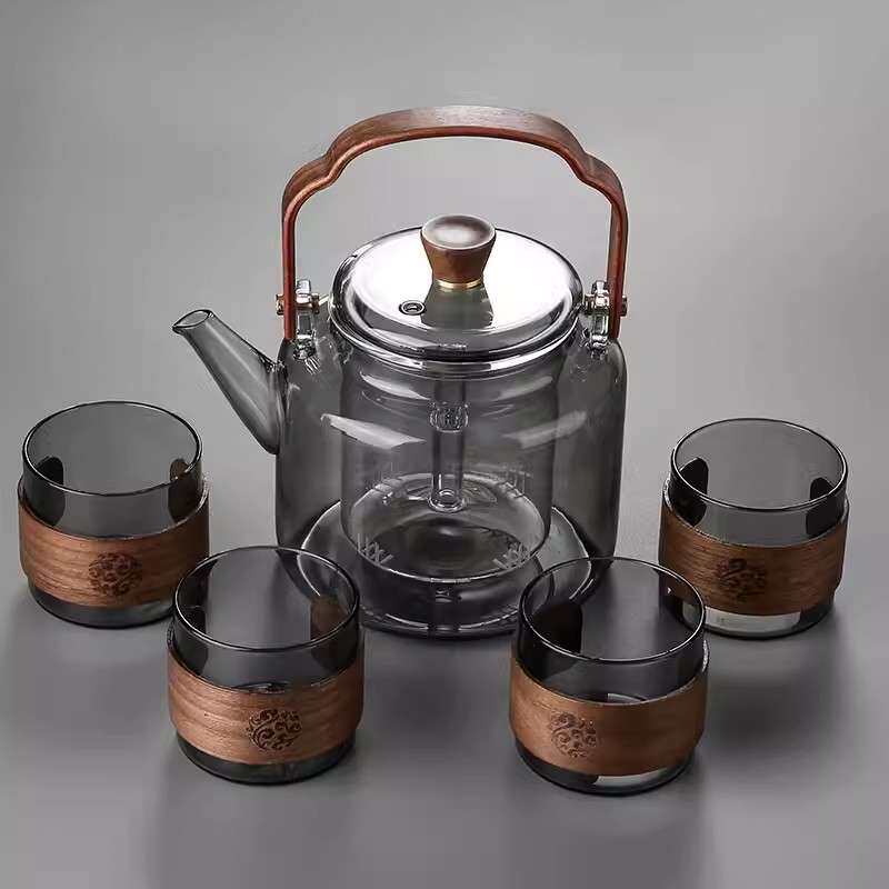 煮茶壶玻璃茶壶加厚耐高温烧水壶大容量电陶炉煮茶提梁壶蒸茶壶