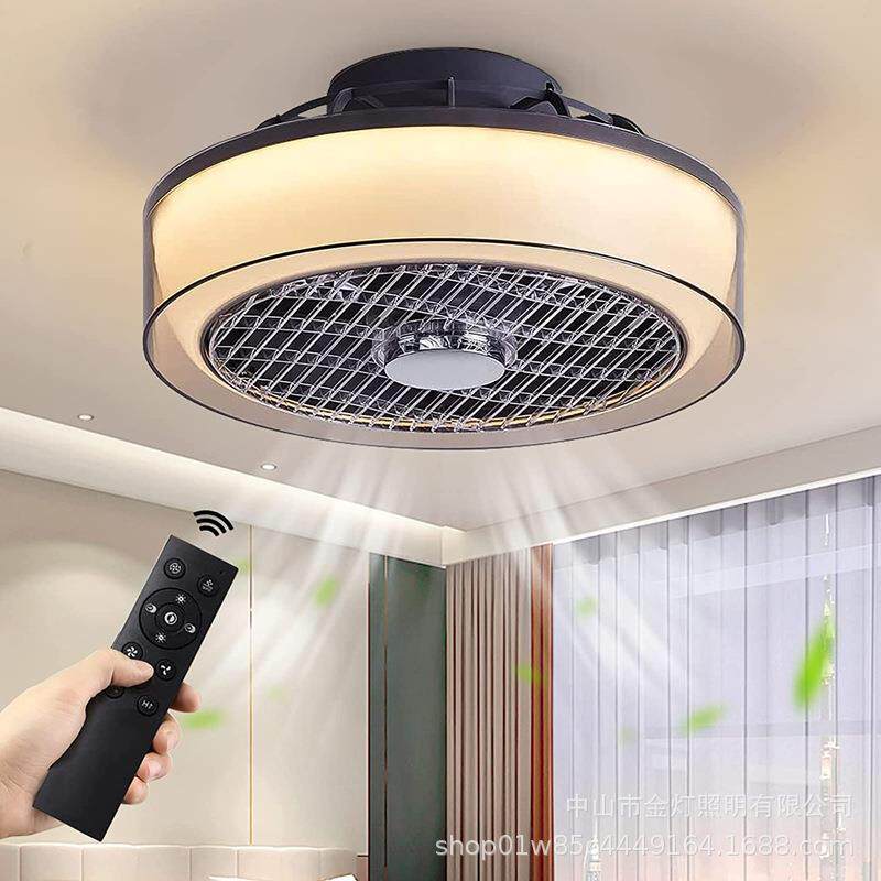 现代简约智能吸顶风扇灯超薄卧室静音吊扇灯餐厅电扇灯带灯吸顶扇