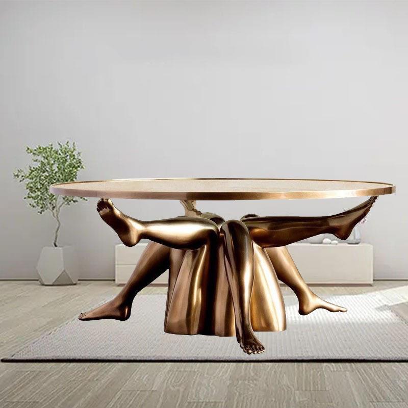 美人腿客厅茶几样板房设计师家具艺术轻奢玻璃钢手掌简约茶几