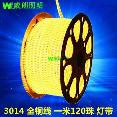 led灯带5050七彩3014柔性软灯条2835单排双排三排220v灯带