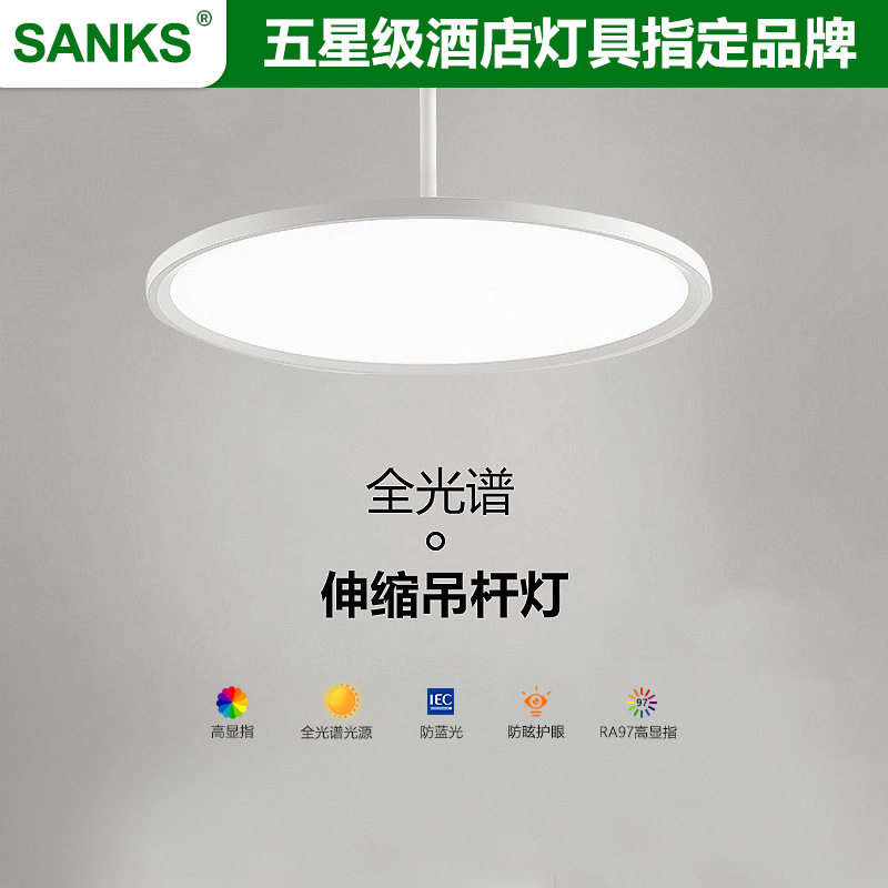 三棵松明装吊线餐厅灯全光谱防蓝光护眼客厅卧室极简约LED吸顶灯