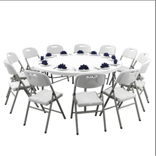 Y152折叠圆桌家用简易大圆桌面塑料可折叠餐桌饭桌户外简约餐桌椅