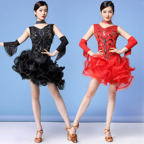 速发拉丁舞演出服2024赛款成业性感专人比新服舞蹈练功服拉丁舞服