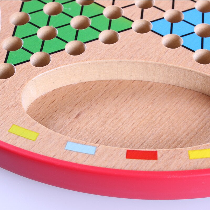 蒙氏教具二合一跳棋与飞行棋木制益智玩具亲子互动桌面游戏幼儿园