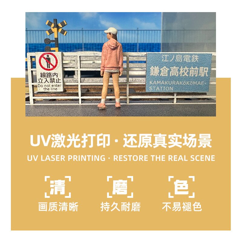 卡美卡库镰仓铁路场景模型仿真汽车模型防尘盒收纳停车场摆件1:64