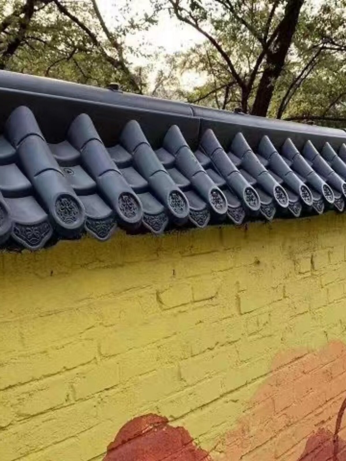 双面仿古墙家围墙一体马院墙墙厂压顶塑料帽瓦中式瓦头瓦墙青瓦头