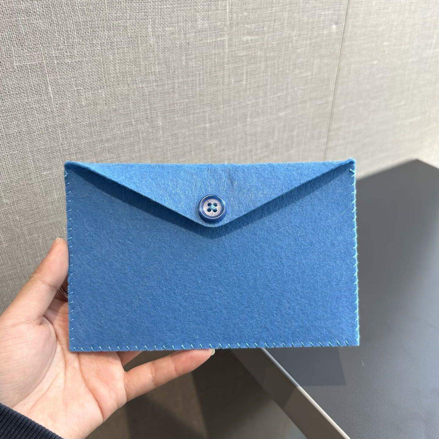 小红书蓝色毛毡手写文字信封高级成品送朋友生日礼物diy手工礼物