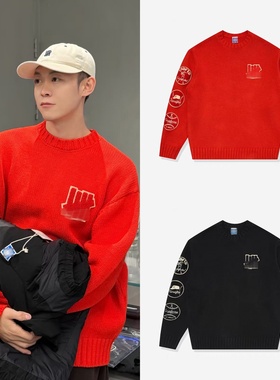 独家对色版本区别通货UND刺绣贴布不败圆领宽松美式校园重磅毛衣