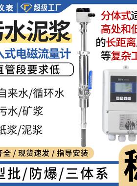 插入式电磁流量计雨污水除盐水供回水数显高精度電磁流量計DN2000