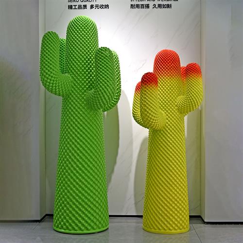 仿真仙人掌雕塑网红植物衣帽架玻璃钢落地大摆件商场店铺客厅装饰