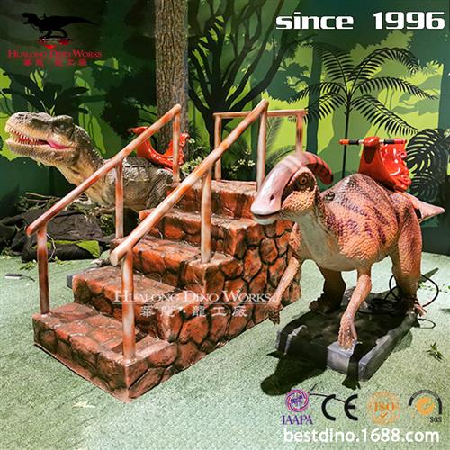 仿真电动骑乘迅猛龙亲子互动娱乐游乐场商场儿童坐骑仿真恐龙厂家