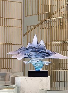 晶悦现代轻奢酒店玄关雕塑透明树脂假山高级感摆件抽象工艺品定制
