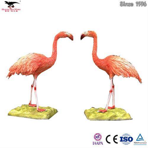 造型神态逼真仿真粘毛火烈鸟脖子动大型商场游乐场引流互动商品