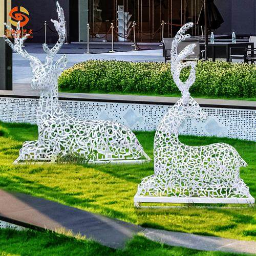 户外仿真不锈钢字母鹿雕塑摆件售楼部商场草坪园林婚庆艺术装饰,家居饰品,户外/庭院摆件,淘宝优惠券,粉丝福利购,淘宝优惠卷