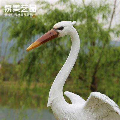 户外园林仿真鸟类白鹭树脂摆件别墅庭院假山水池玻璃钢景观雕塑