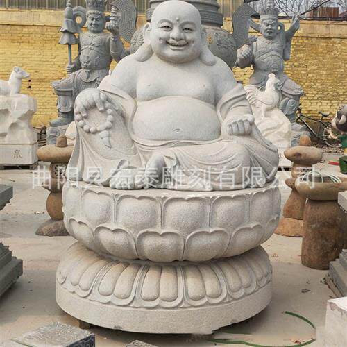 厂家石雕人物雕像寺庙公园石佛像雕塑摆件汉白玉弥勒佛像