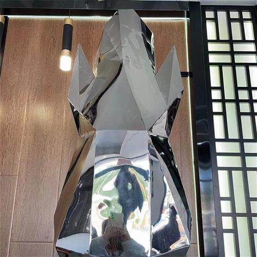 室内软装不锈钢雕塑制作抽象马落地大型摆件售楼部酒店大堂装饰品