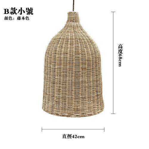 藤艺吊灯新中式北欧轻奢欧式沙发客厅卧室民宿灯具日式复古竹编灯