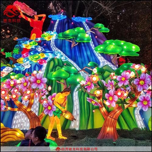 草坪插地装饰玫瑰灯夜游氛围春节花灯商场文化街美陈造型元宵灯展