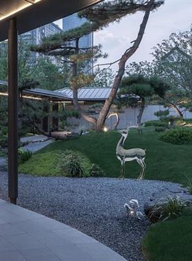 晶悦现代轻奢样板房酒店大堂透明树脂鹿落地摆件装饰雕塑工厂定制